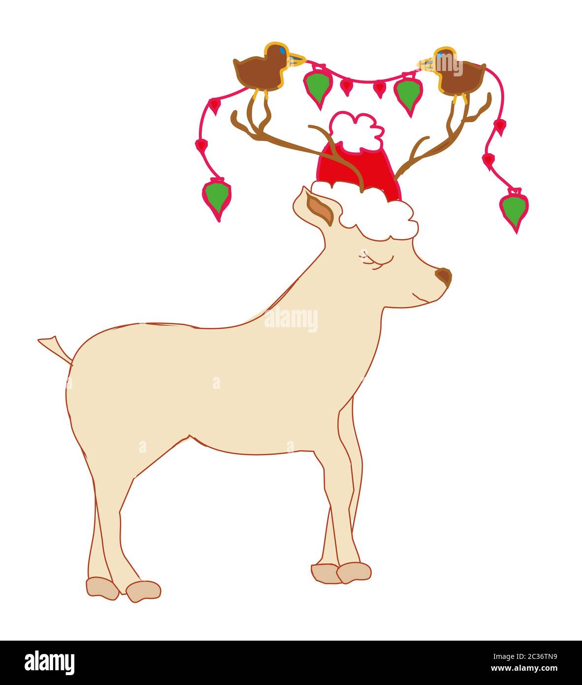 Christmas card with reindeer. Cute cartoon deer Stock Photo - Alamy