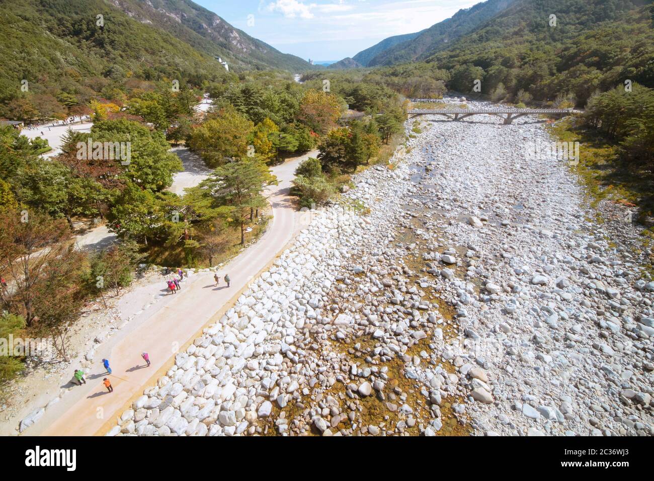 Dried up river bank at Seoraksan mountain, South Korea. Stock Photo