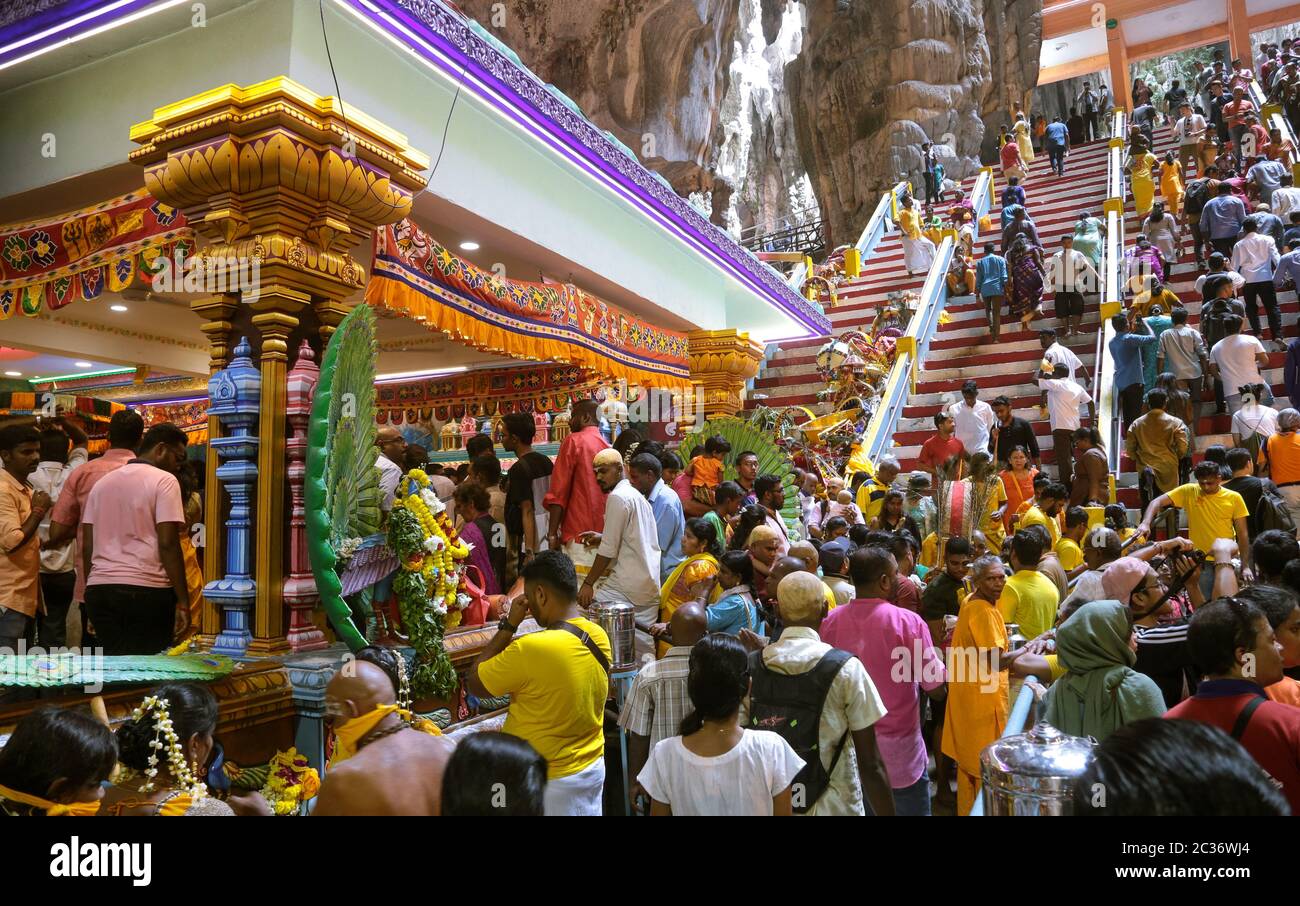 Thaipusam, a significant religious celebration for indian community in Malaysia, held in the famous Batu Cave temple, Kuala Lumpur. Stock Photo