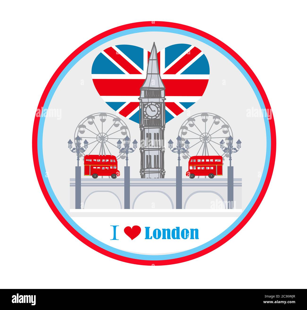 round avatar with icons of London Stock Photo - Alamy