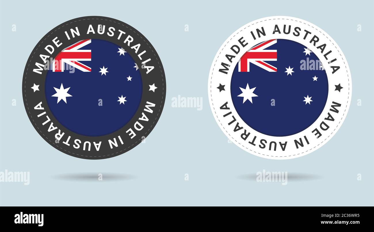 Set of two Australian stickers. Made in Australia. Simple icons with flags  Stock Vector Image & Art - Alamy