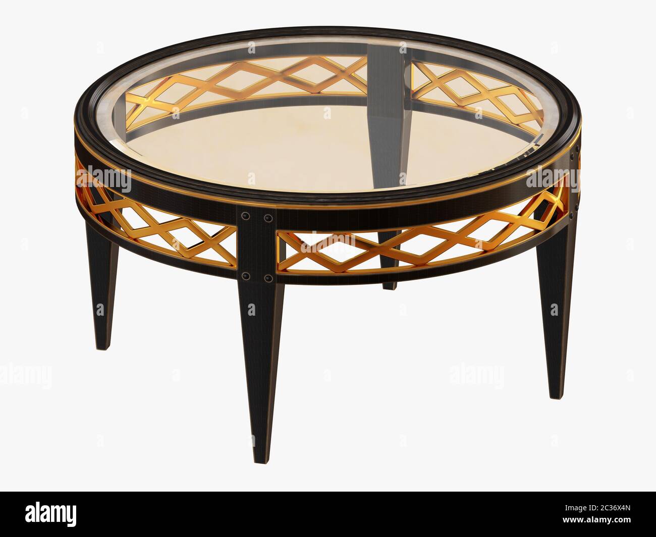 Round black coffee table on white background 3d rendering Stock Photo
