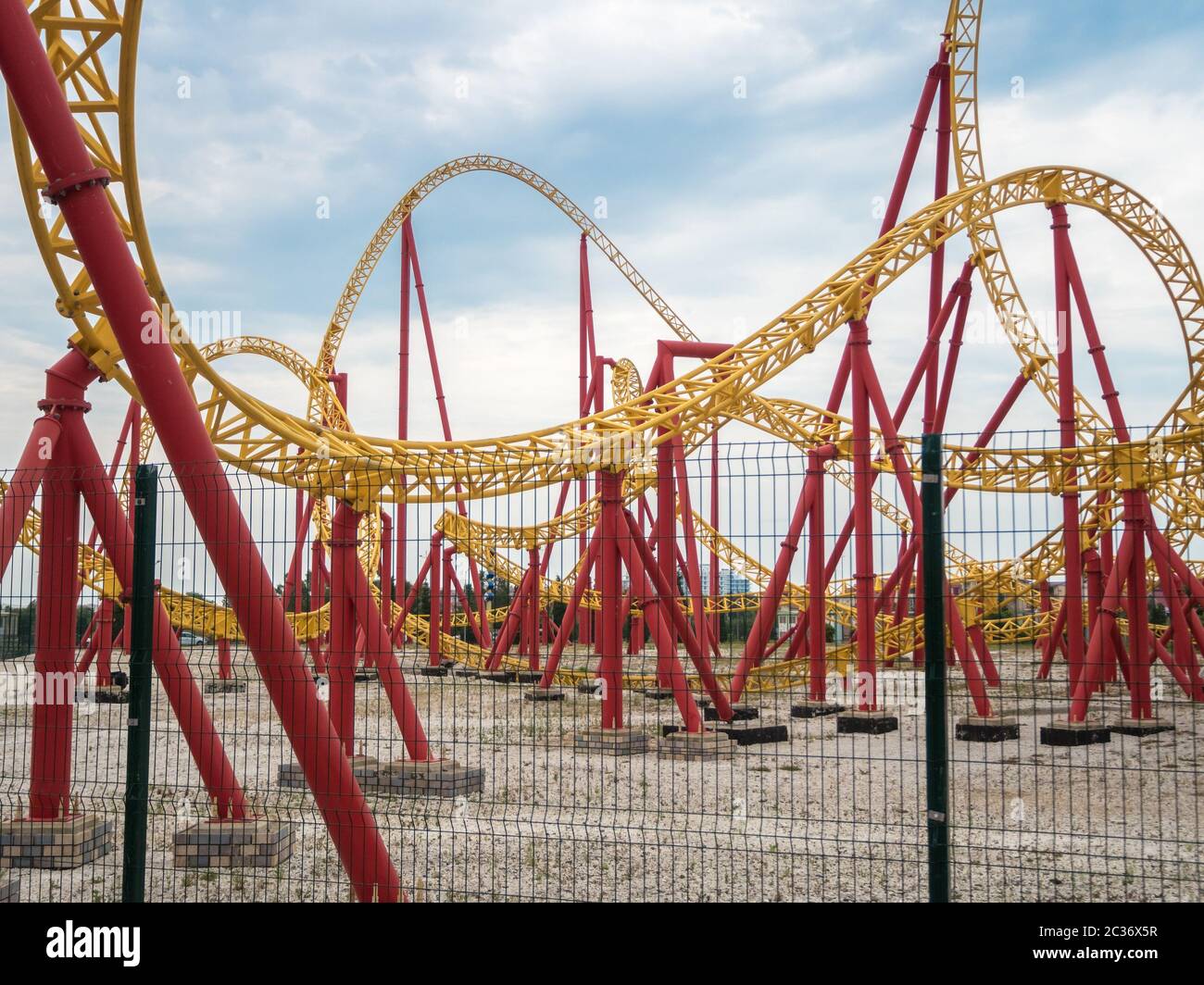 Attraction roller coaster park Sochi against sky Stock Photo