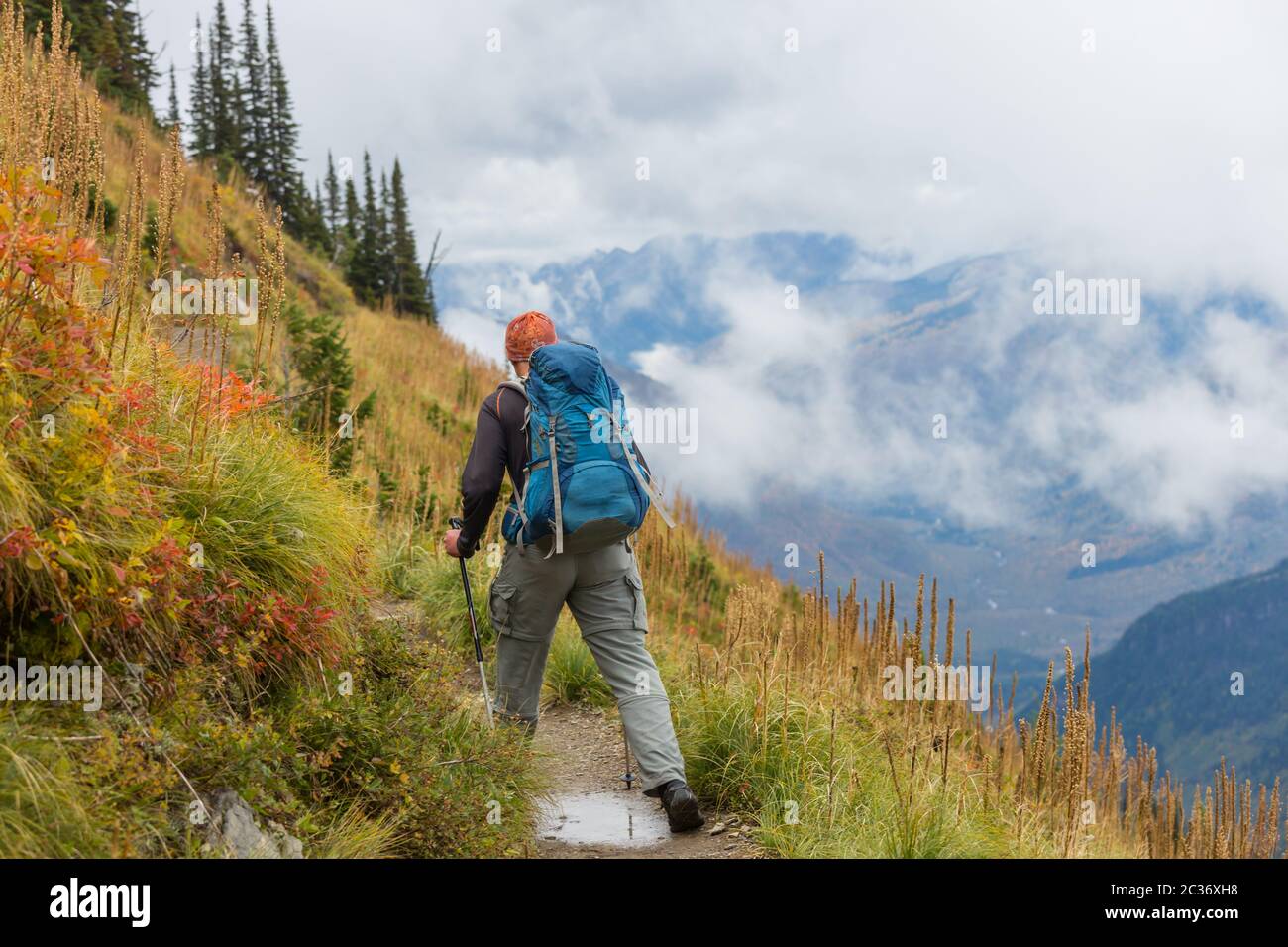 Hike in autumn season Stock Photo