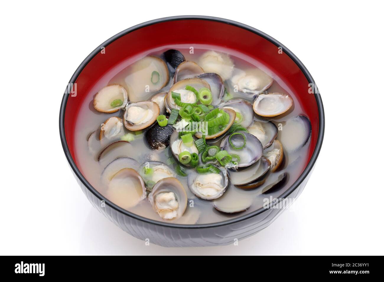 Japanese food, Miso soup of shijimi clam in a bowl on white background