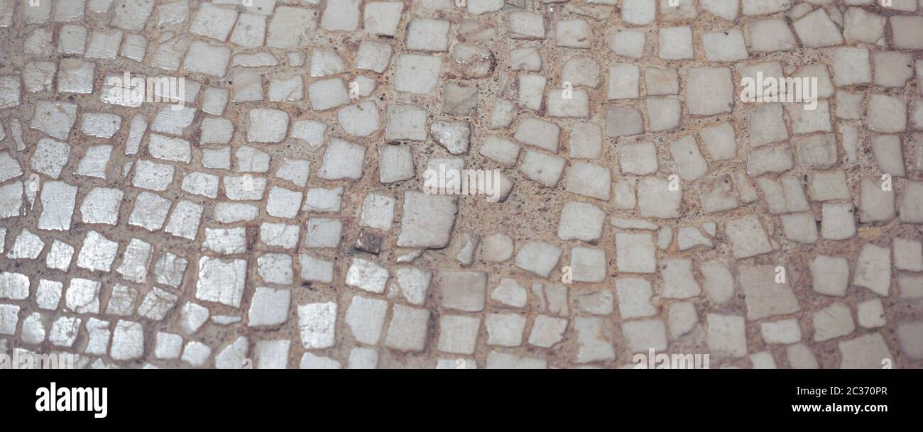 wide white mosaic tiles texture useful as a background Stock Photo - Alamy
