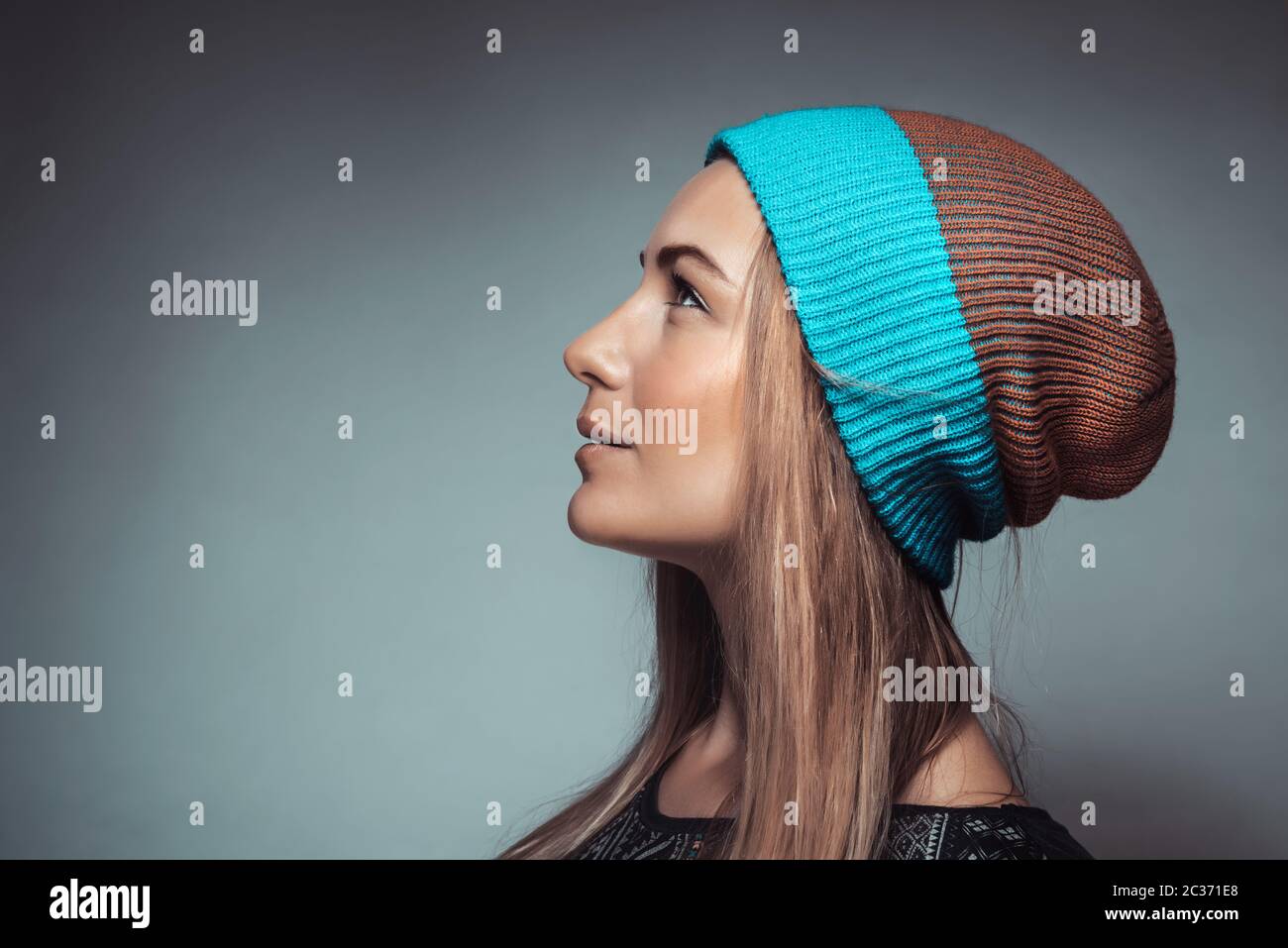 Smiling teenage girl wearing beanie hi-res stock photography and images -  Alamy