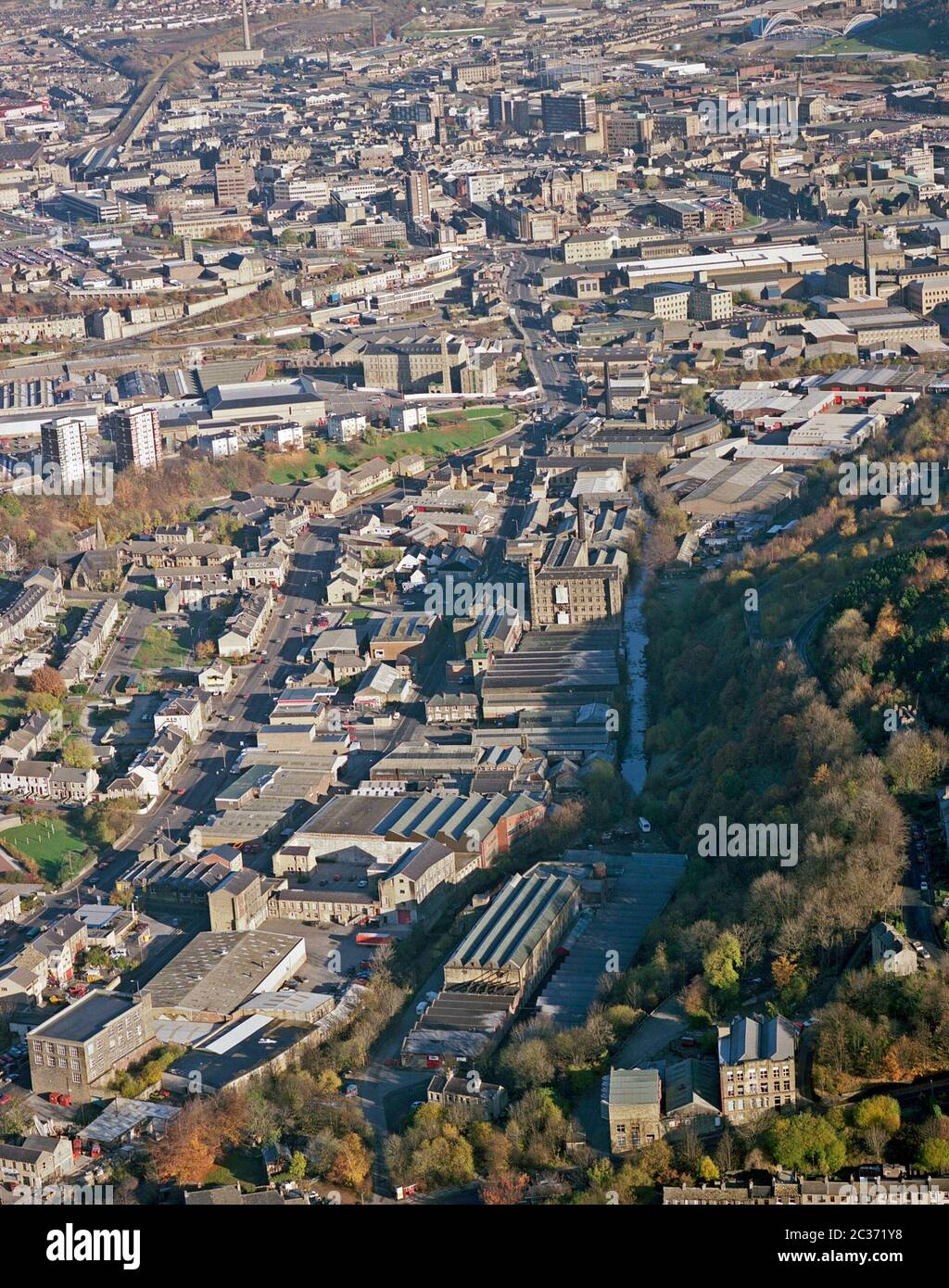 An aerial photograph of Perseverance Mill, Lockwood, Huddersfield, West
