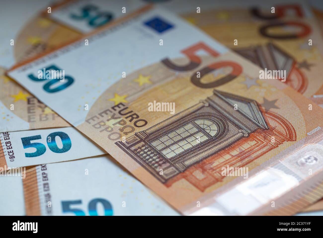 closeup of 50 euro banknote Stock Photo