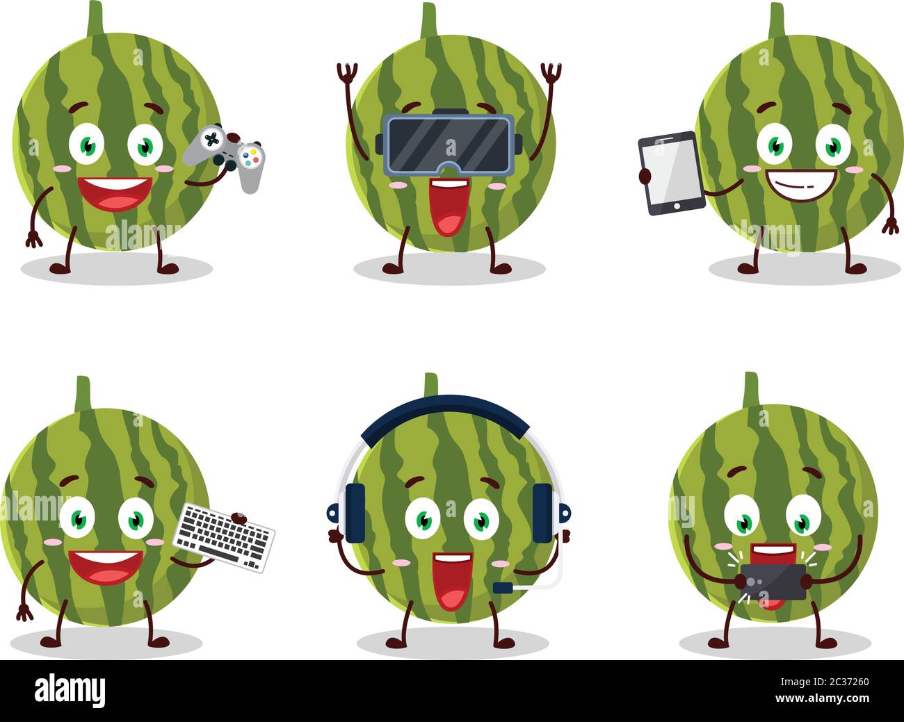 Watermelon cartoon character are playing games with various cute emoticons  Stock Vector Image & Art - Alamy