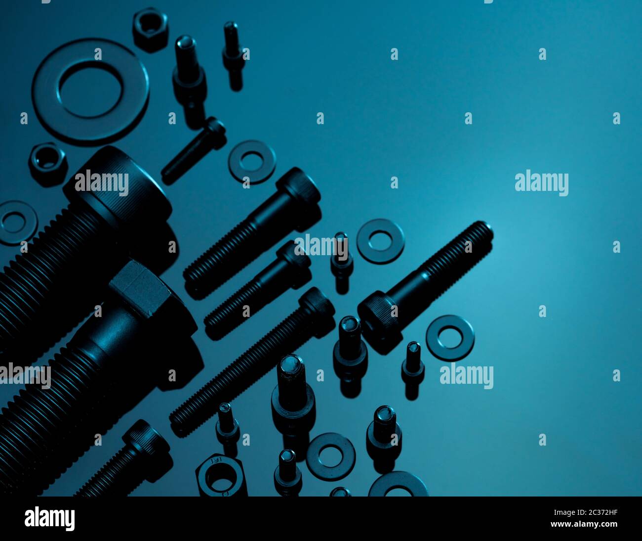 Metal Bolts, nuts, and washers. Fasteners equipment. Hardware tools