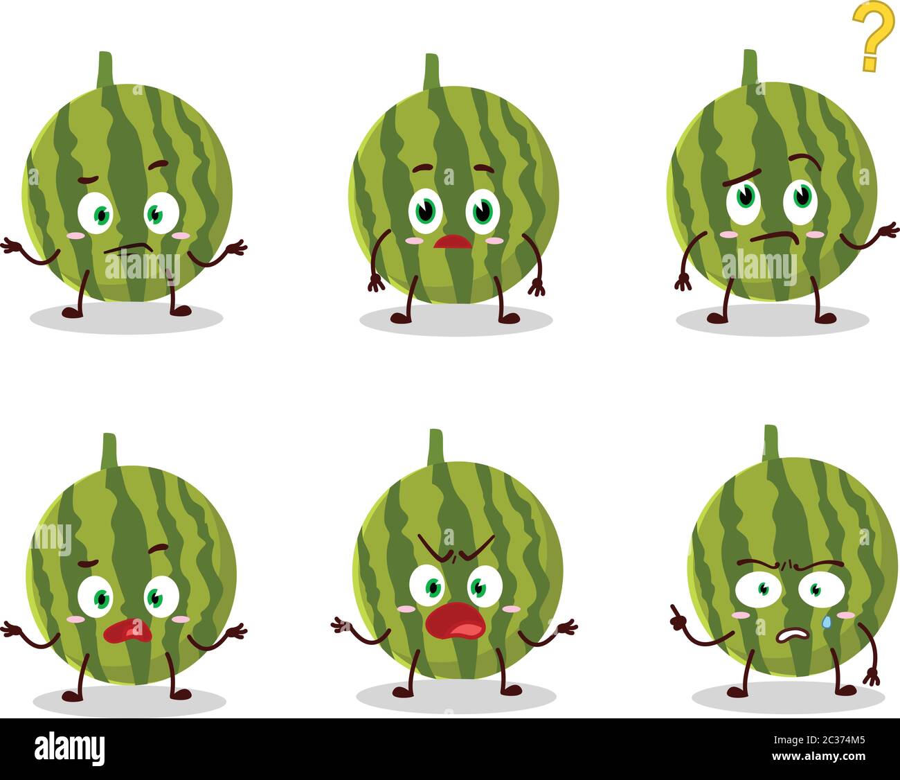 Cartoon character of watermelon with what expression Stock Vector Image &  Art - Alamy