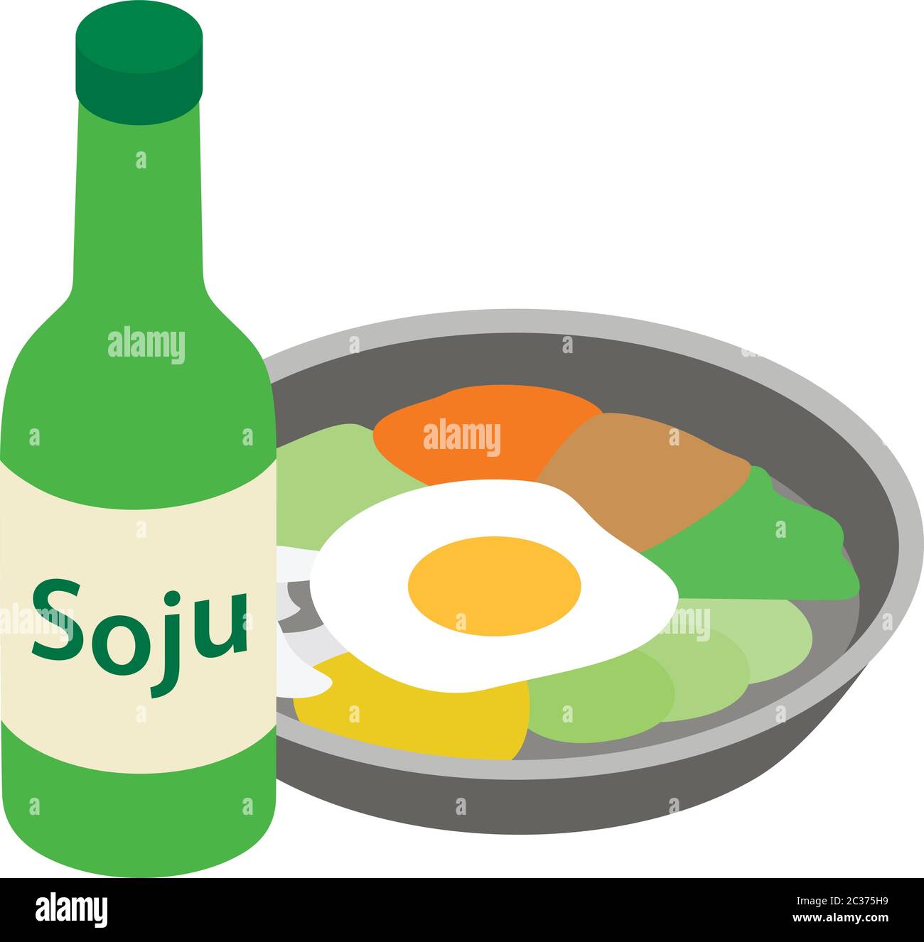 Bibimbap icon, isometric style Stock Vector