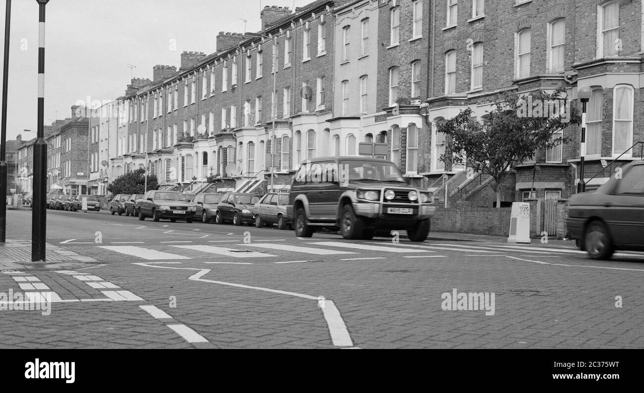 Street scene in Lennox Road, in north west London, UK, in 1996 Stock