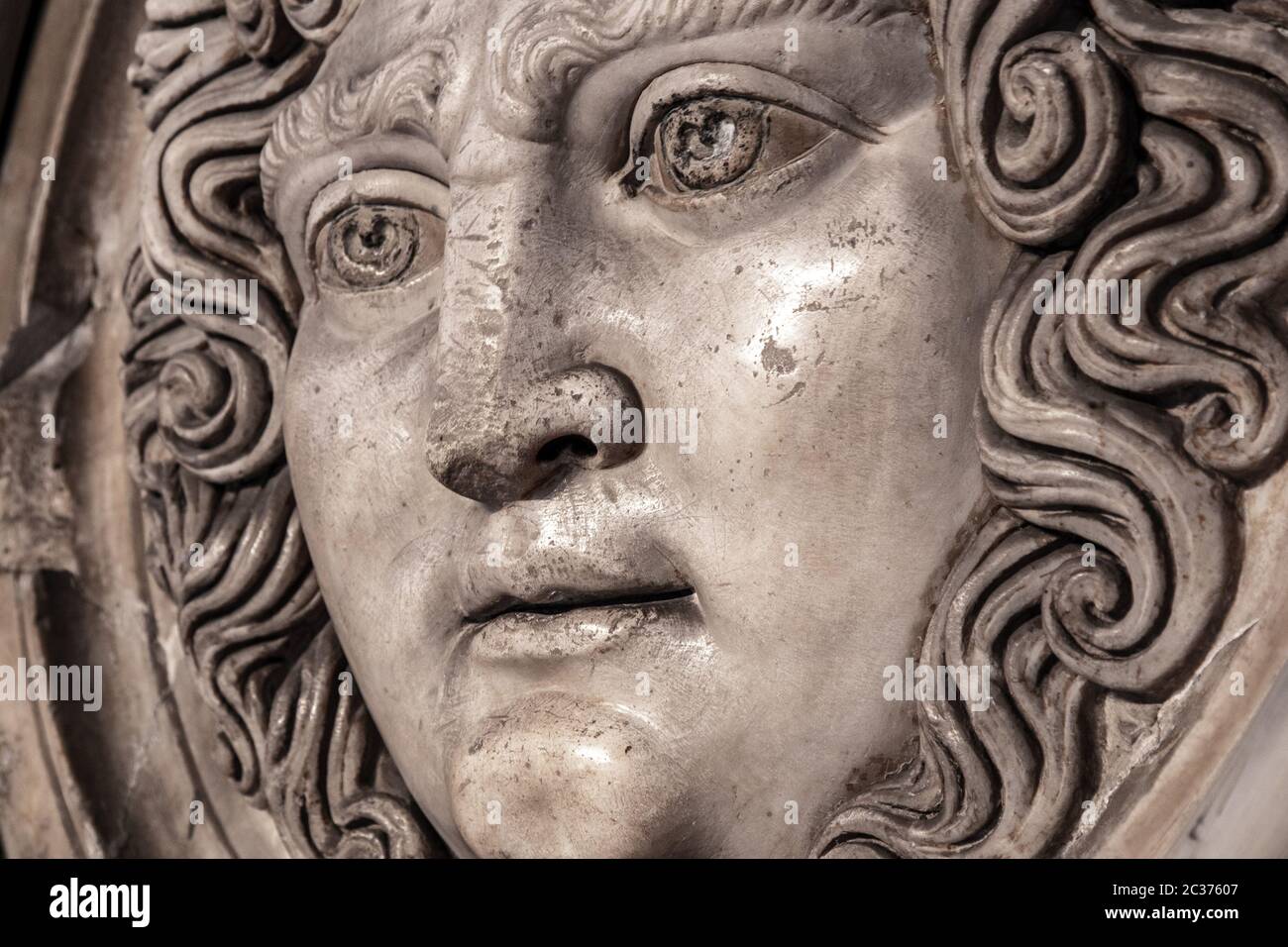 Medusa face sculpture. Head portrait of MedusaIn Greek mythology Medusa