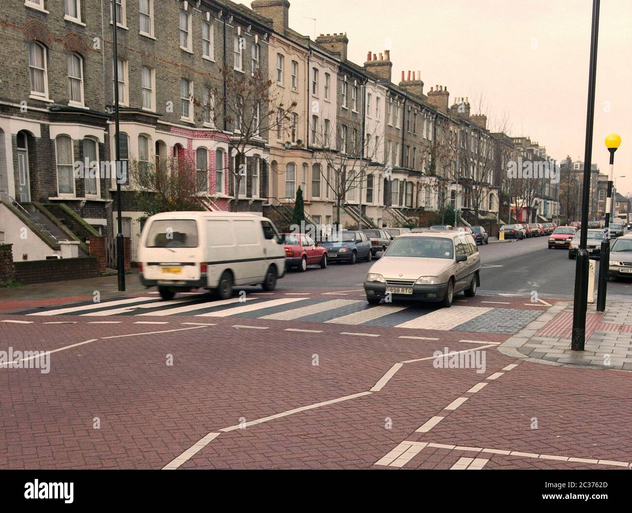 Street scene in Lennox Road, in north west London, UK, in 1996 Stock