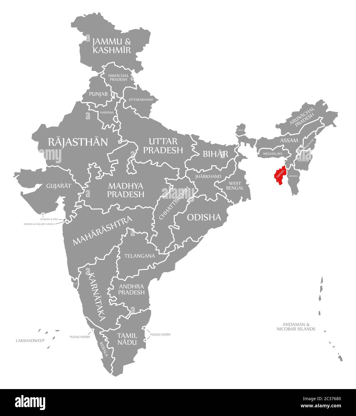 Tripura In India Map Tripura Map High Resolution Stock Photography And Images - Alamy