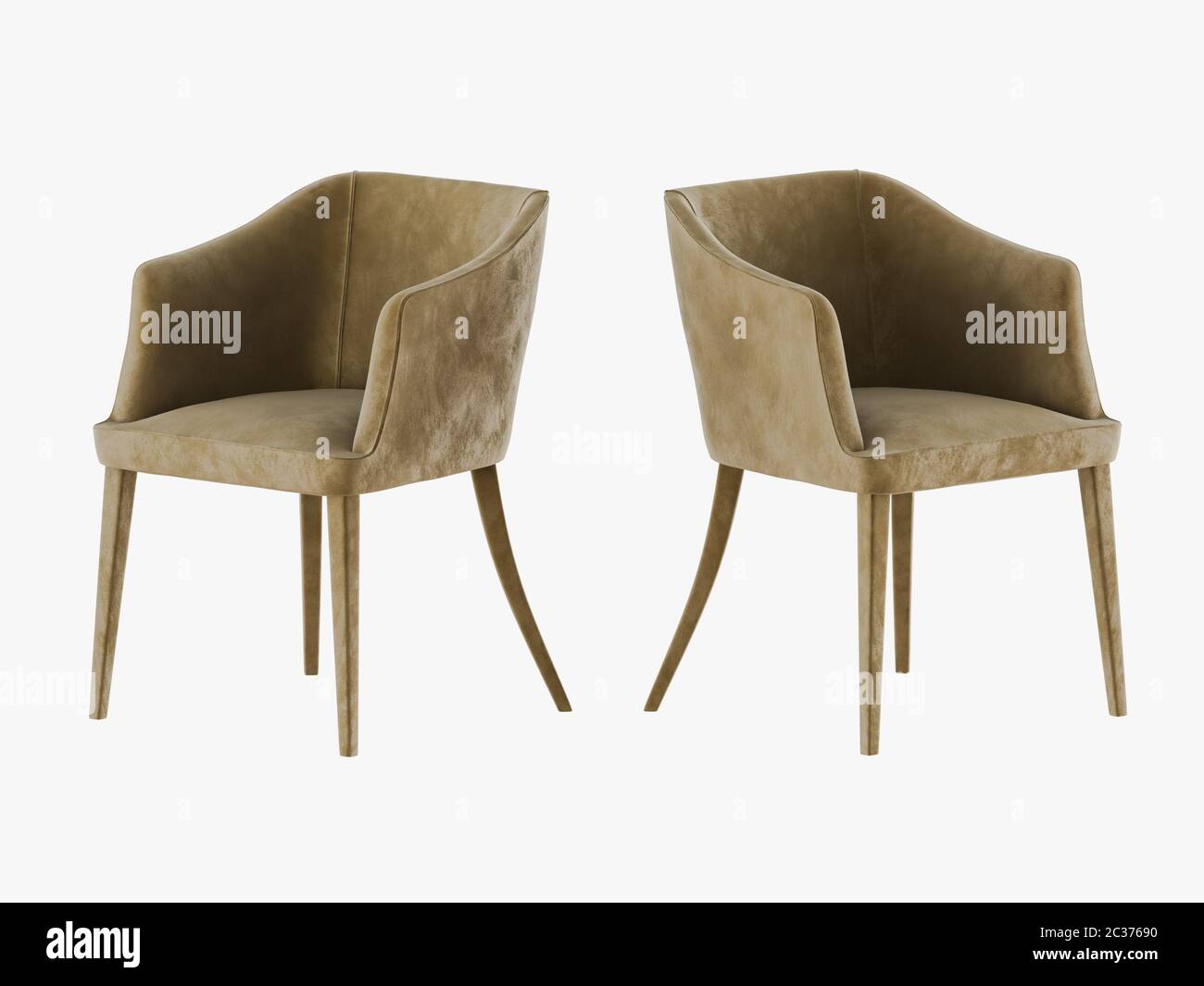 Two chair material velveteen 3d rendering Stock Photo