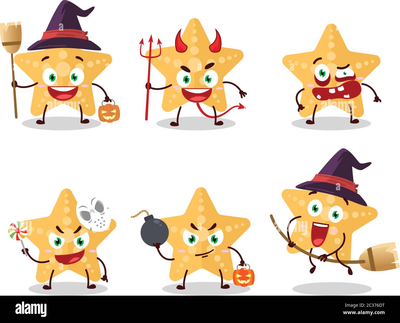 Halloween expression emoticons with cartoon character of yellow ...