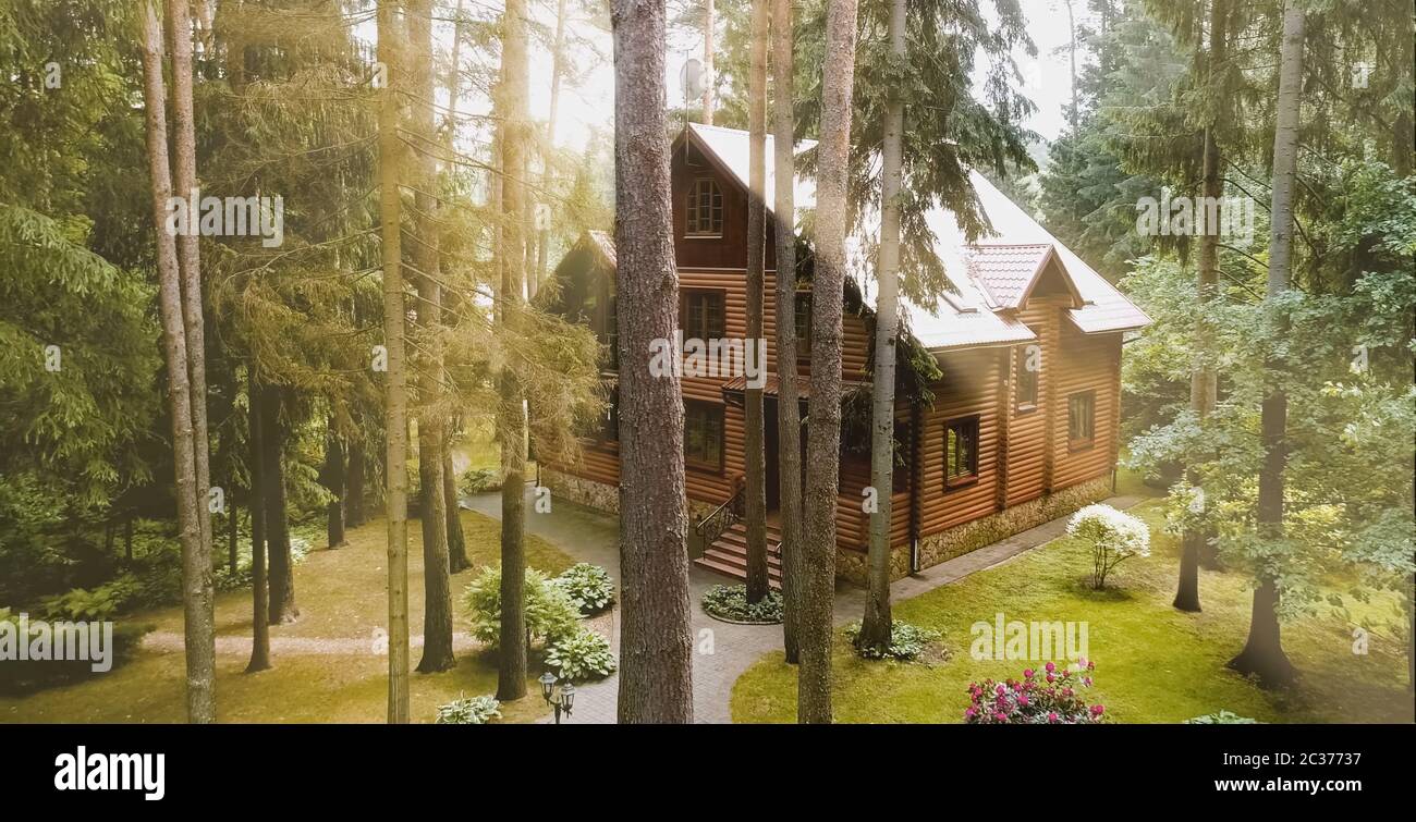 Constructed from a wooden log house, wooden house Stock Photo - Alamy