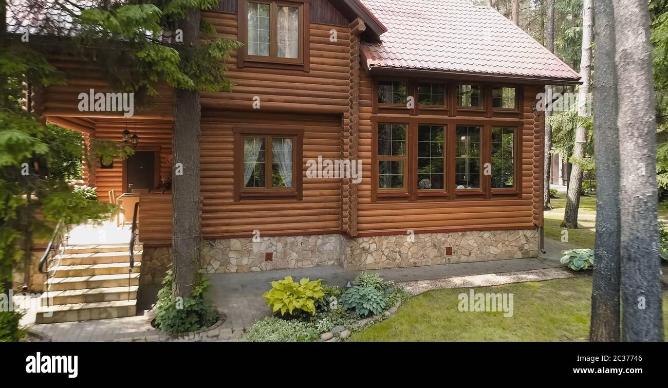 Constructed from a wooden log house, wooden house Stock Photo - Alamy