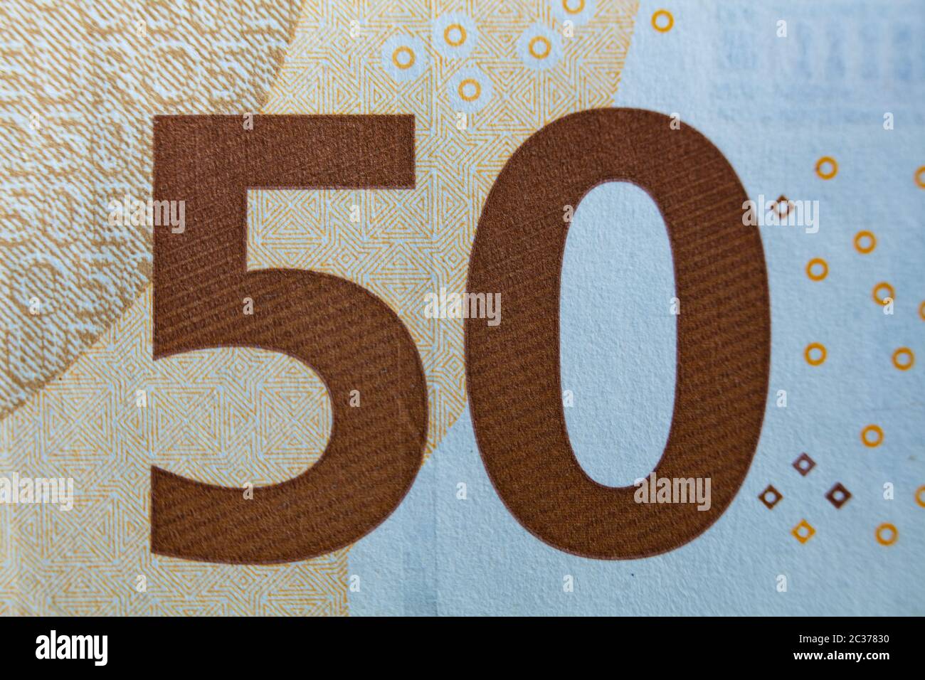 closeup of 50 euro banknote Stock Photo