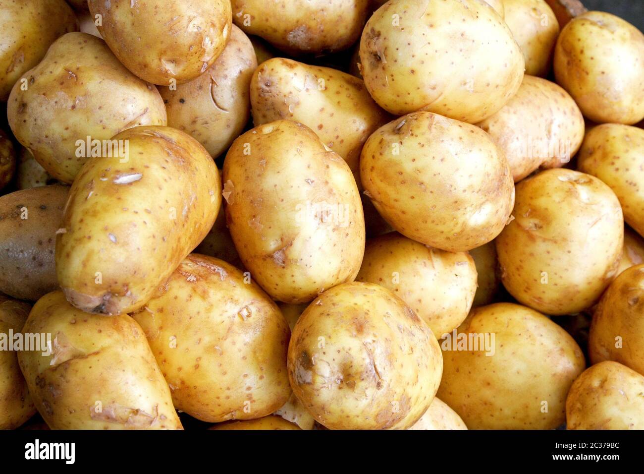 Bunch of small organic yellow potatoes horizonta Stock Photo Alamy