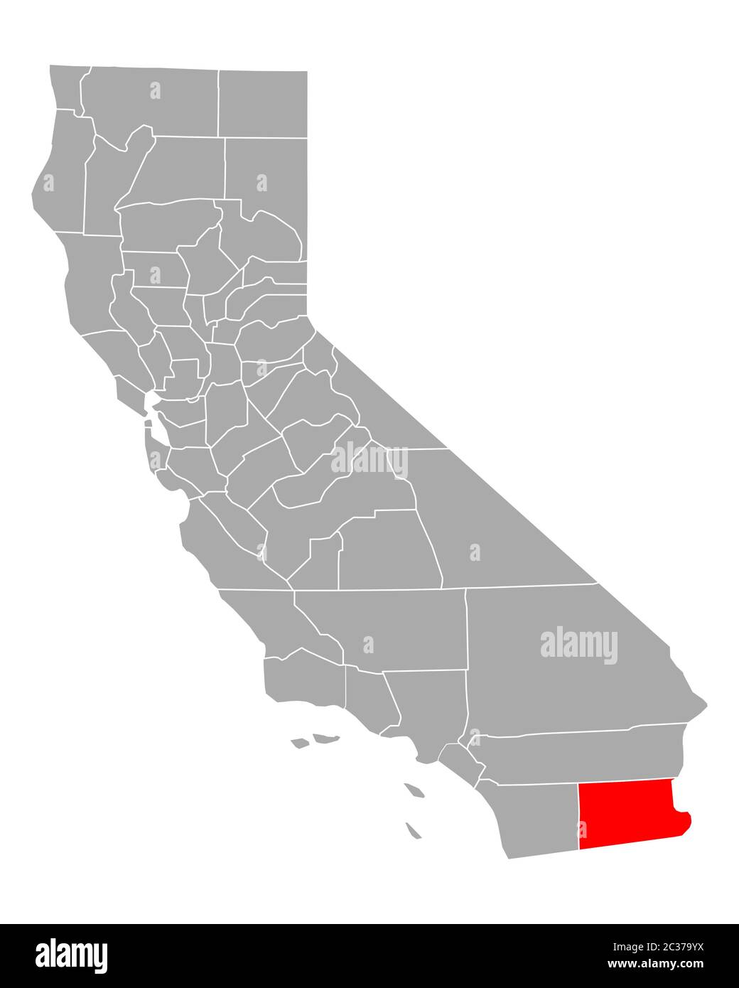 Map of Imperial in California Stock Photo