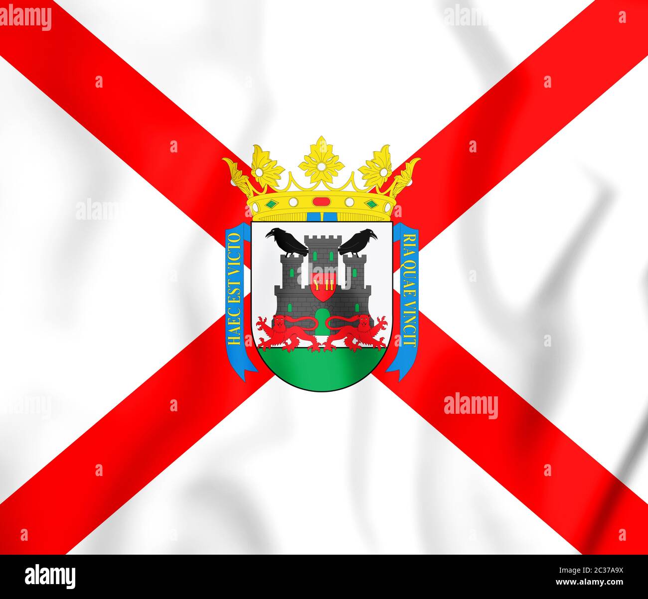 3D Flag of Vitoria-Gasteiz (Basque Country), Spain. 3D Illustration. Stock Photo