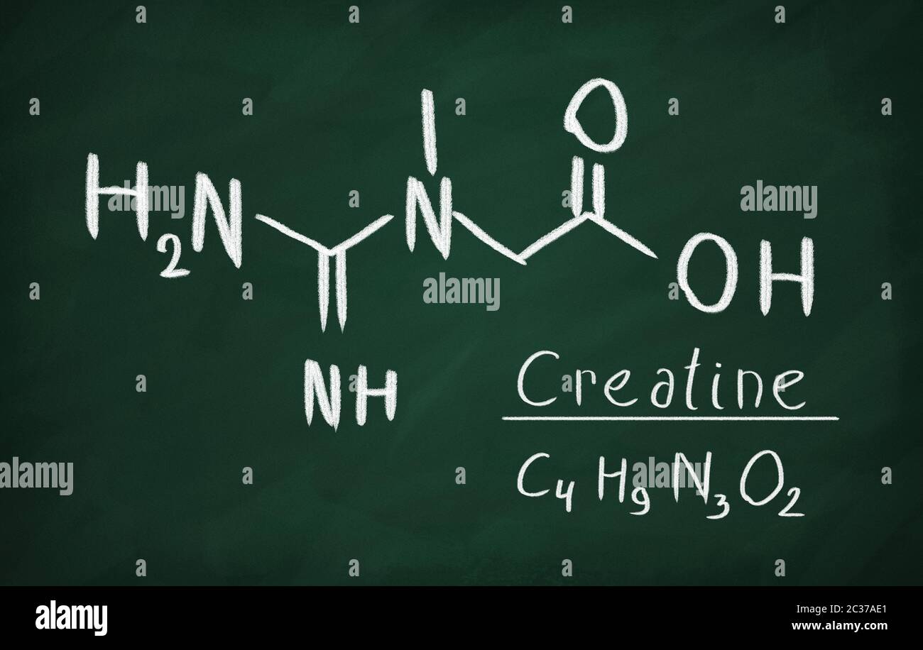 Chemical formula of creatine on a blackboard Stock Photo Alamy