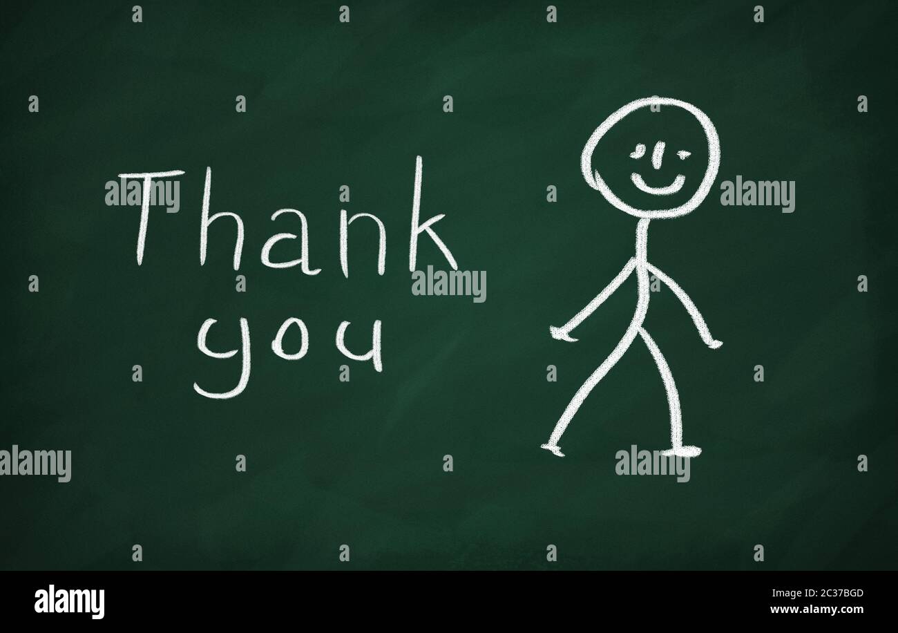 On the blackboard with chalk write Thank you Stock Photo - Alamy