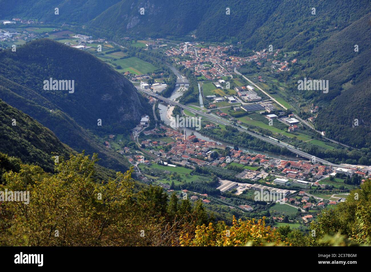 Solagna seen from Monte grappa in Italy Stock Photo