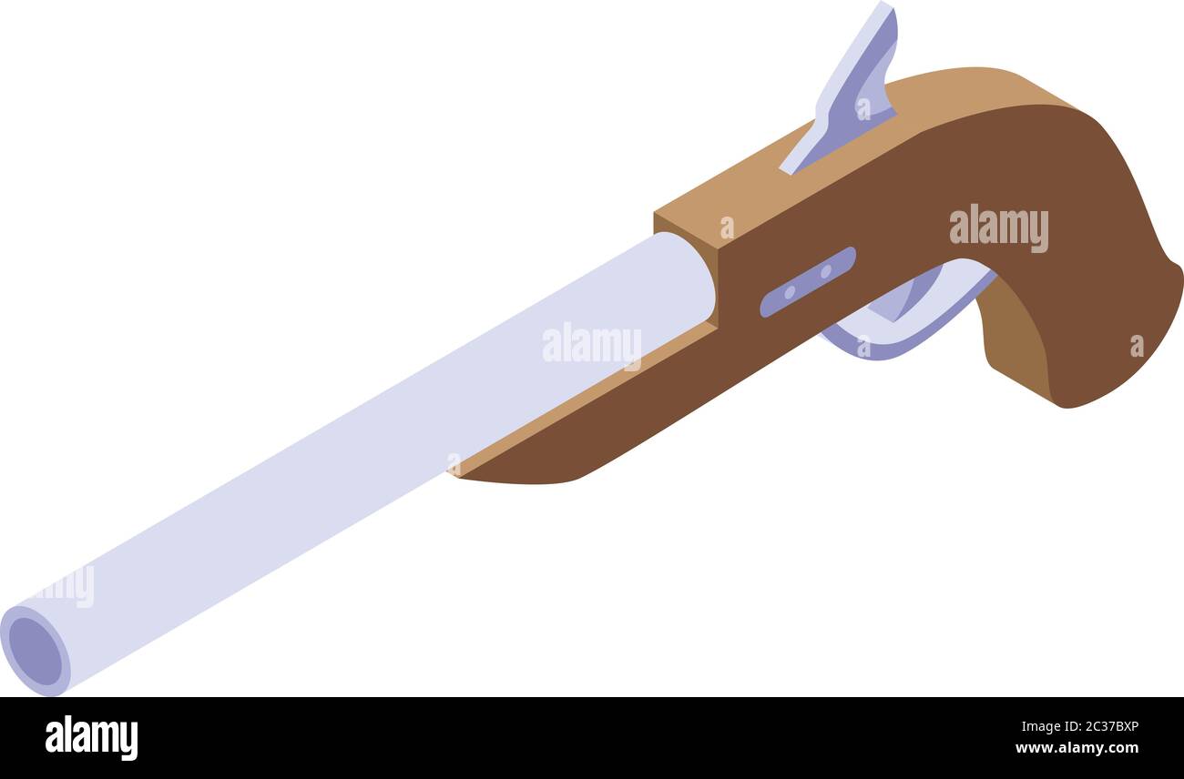 Pirate pistol icon, isometric style Stock Vector