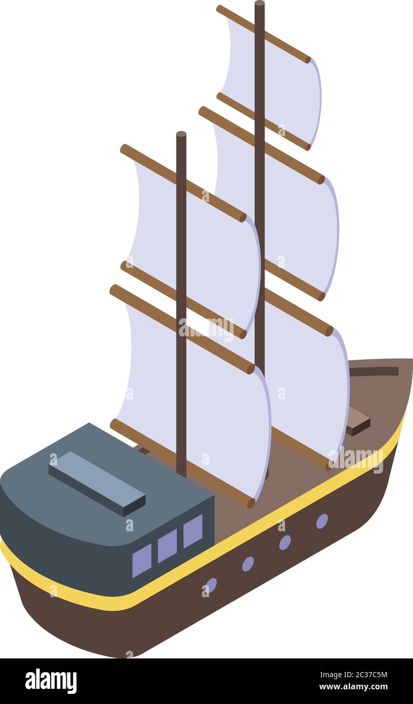 Pirate sea ship icon, isometric style Stock Vector