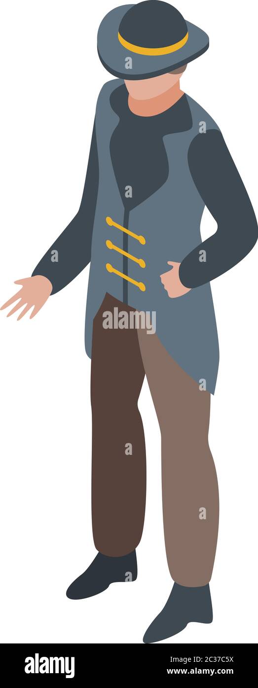 Pirate captain icon, isometric style Stock Vector