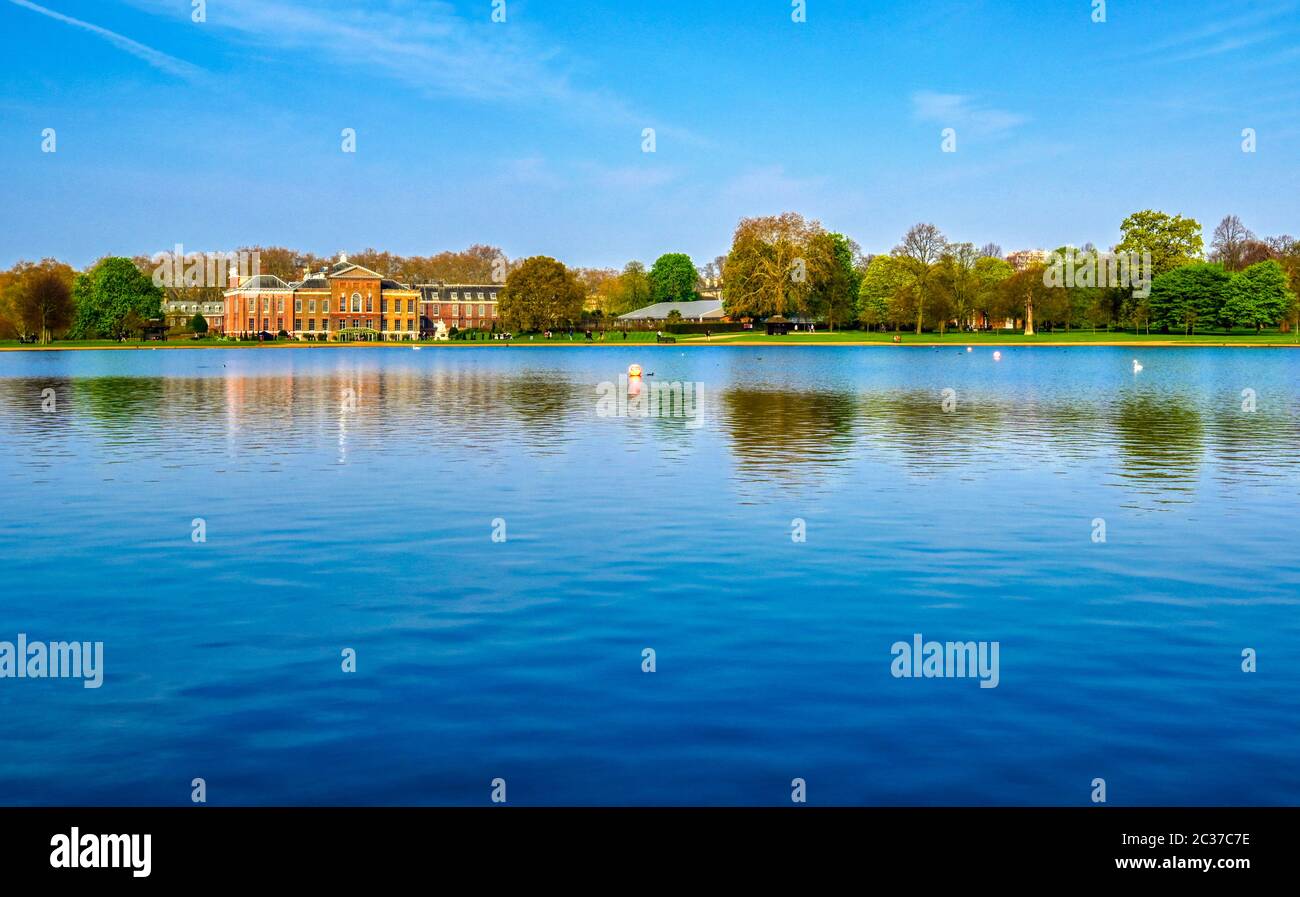 Kensington Palace gardens on a spring morning located in Central London, UK Stock Photo