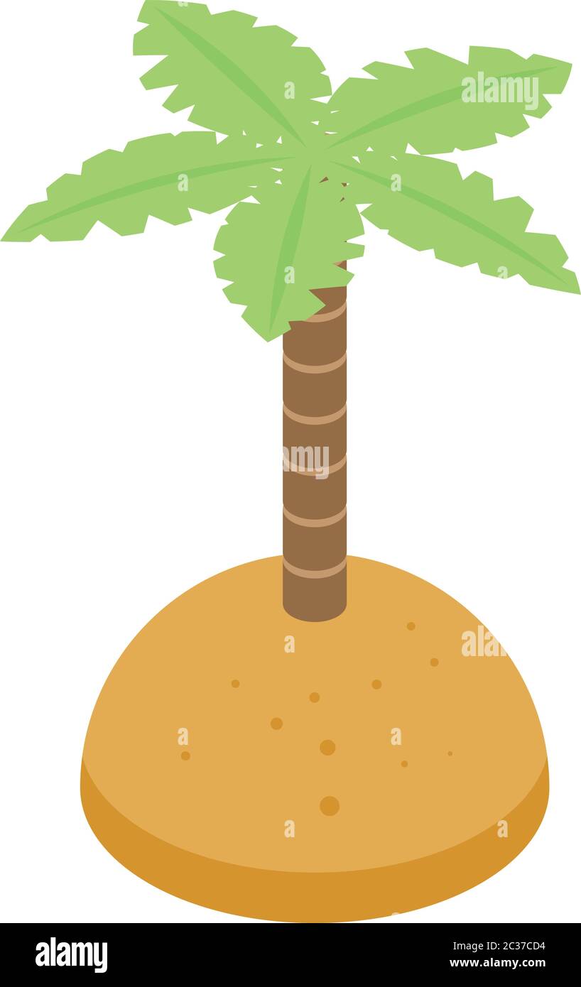 Pirate palm tree island icon, isometric style Stock Vector