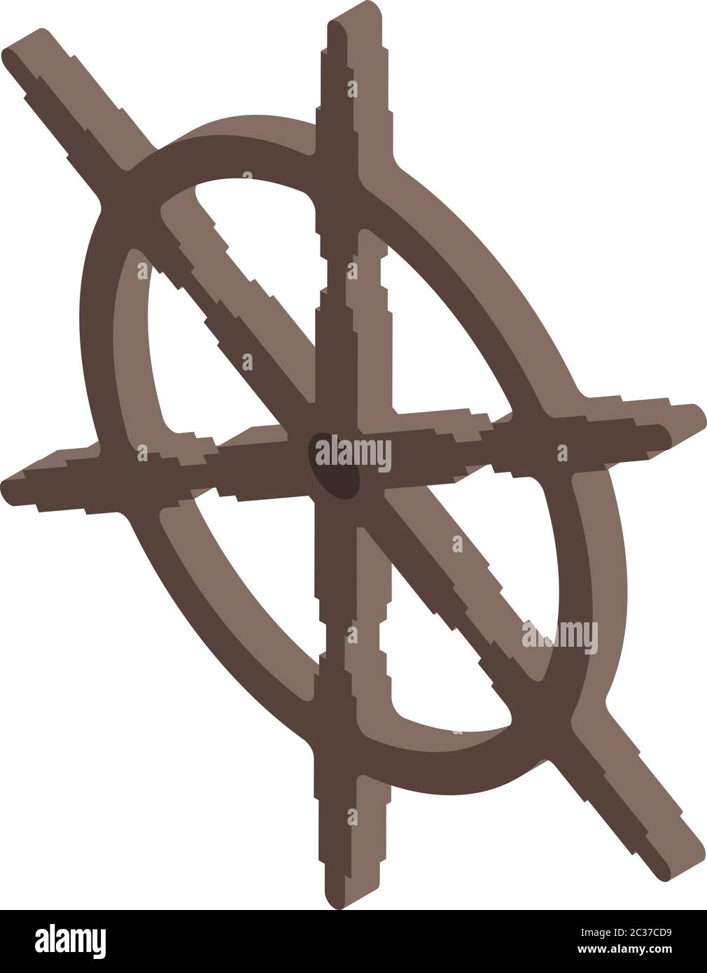 Ship steering wheel icon, isometric style Stock Vector