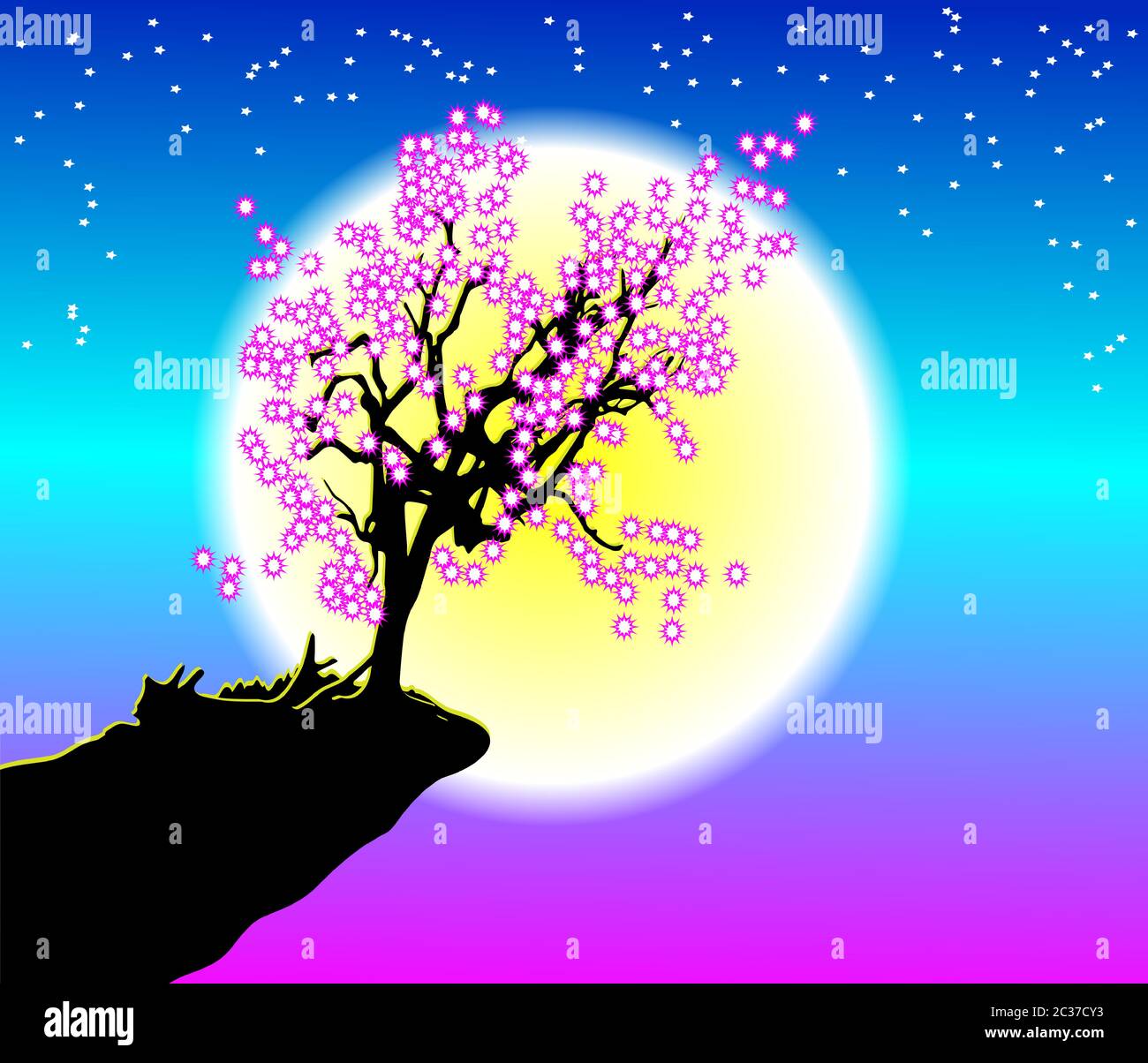 Cherry Blossom Under Moonlight In Nature Stock Vector Image Art Alamy Cherry Blossom Under Moonlight In Nature Stock Vector Image Art Alamy