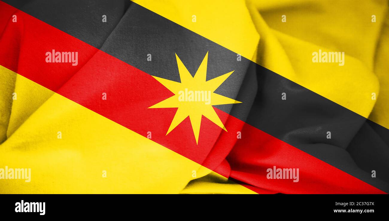 3D Flag of Sarawak, Malaysia. 3D Illustration. Stock Photo