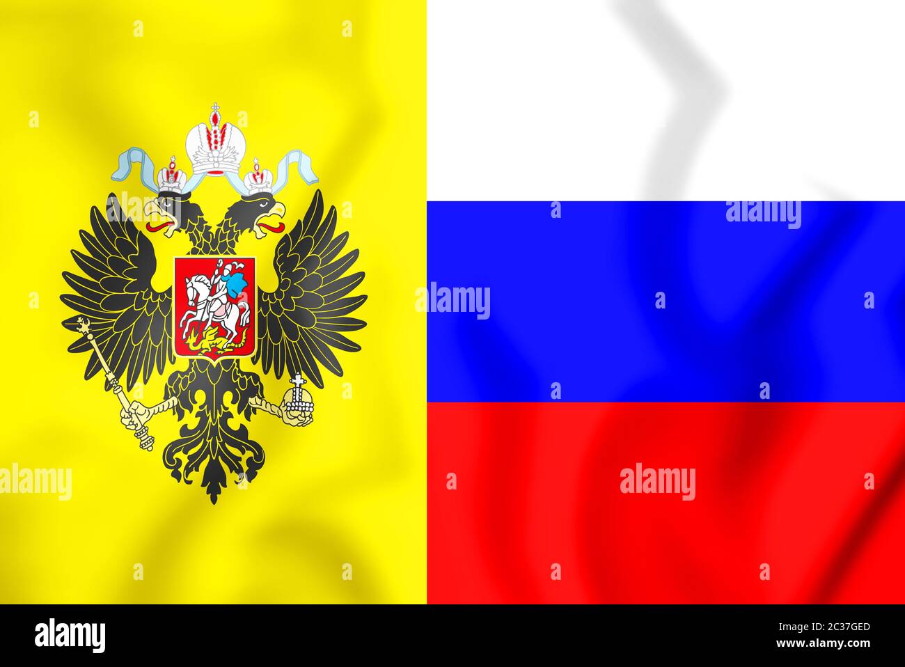 Russian flag with Coat of arms of Russia. Kremlin presidential Coat of arms  of Russia, 3d rendering. Russian eagle. Russian Presidential National embl  Stock Photo - Alamy