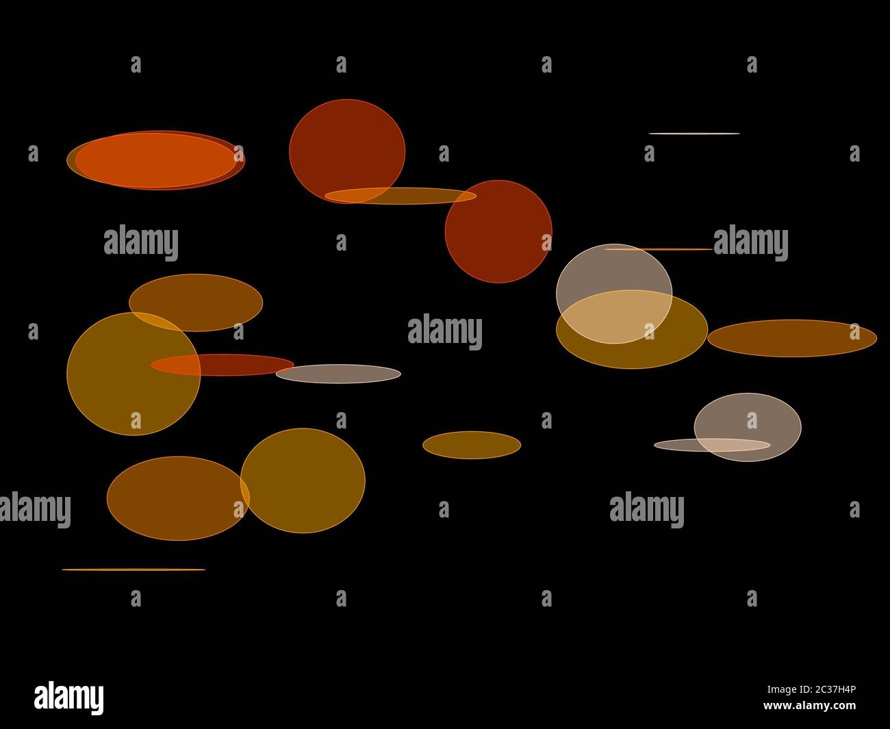 Abstract minimalist orange illustration with ellipses and black ...