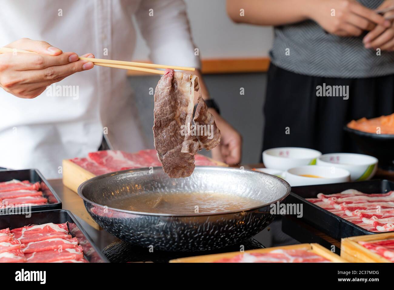 Cooking of japanese wagyu beef Shabu Shabu set hot pot Stock Photo Alamy