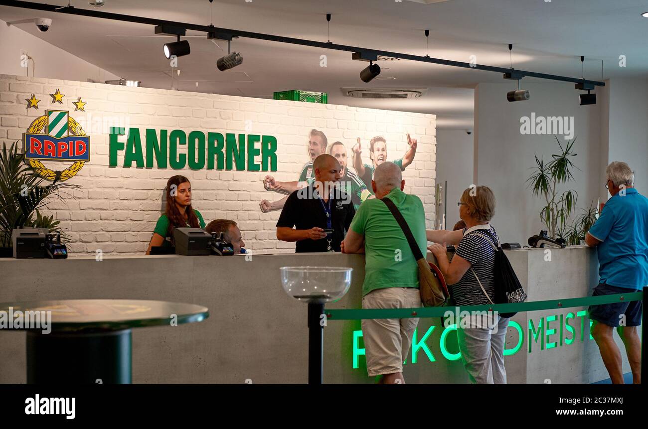 Visiting FC Rapid Vienna fan shop Stock Photo Alamy