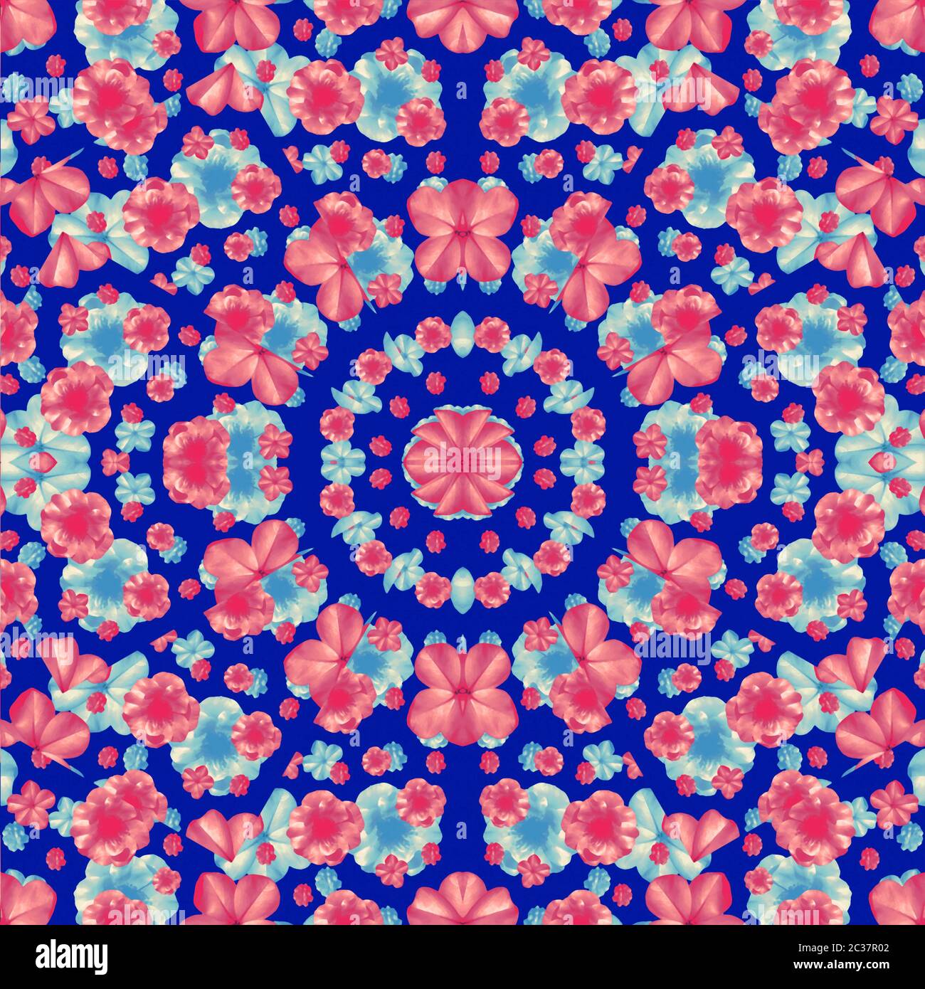 Vibrant Radial Floral Collage Seamless Pattern Stock Photo