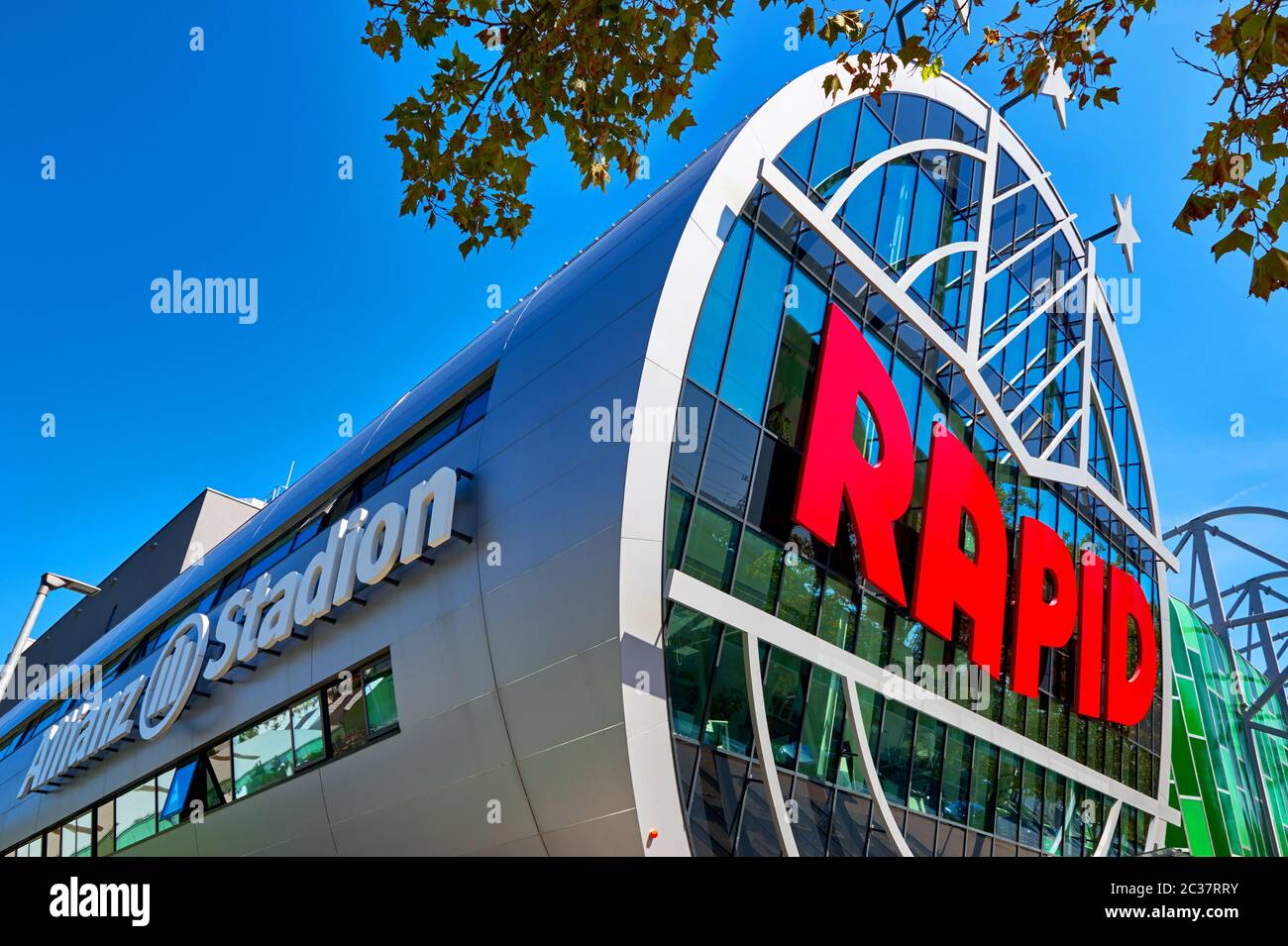 Modern building of Allianz Stadion - the official arena of FC Rapid. Vienna, Austria Stock Photo