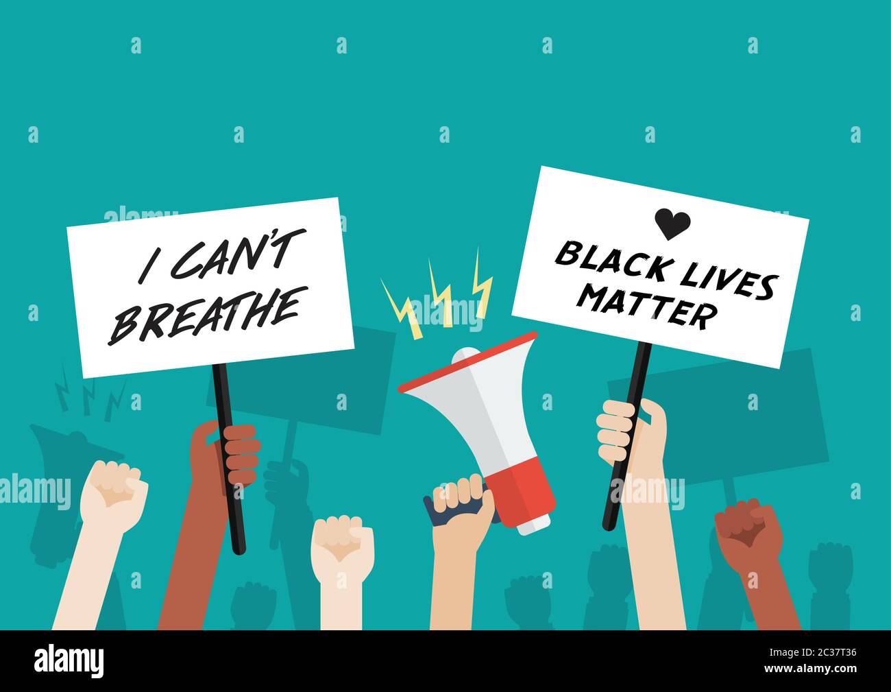 Black Lives Matter. Crowd of people protesters. Vector illustration Stock Vector