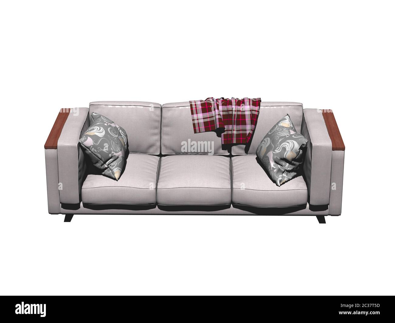 Sofa with pillows and blanket in the living room Stock Photo