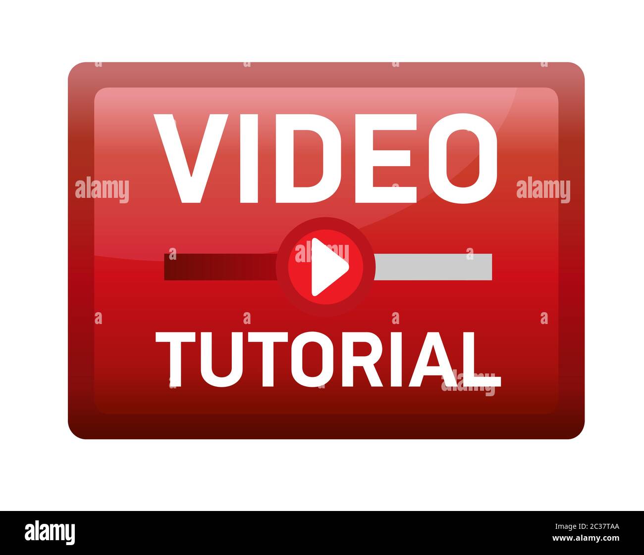 button for downloading video tutorial. Vector illustration with red ...