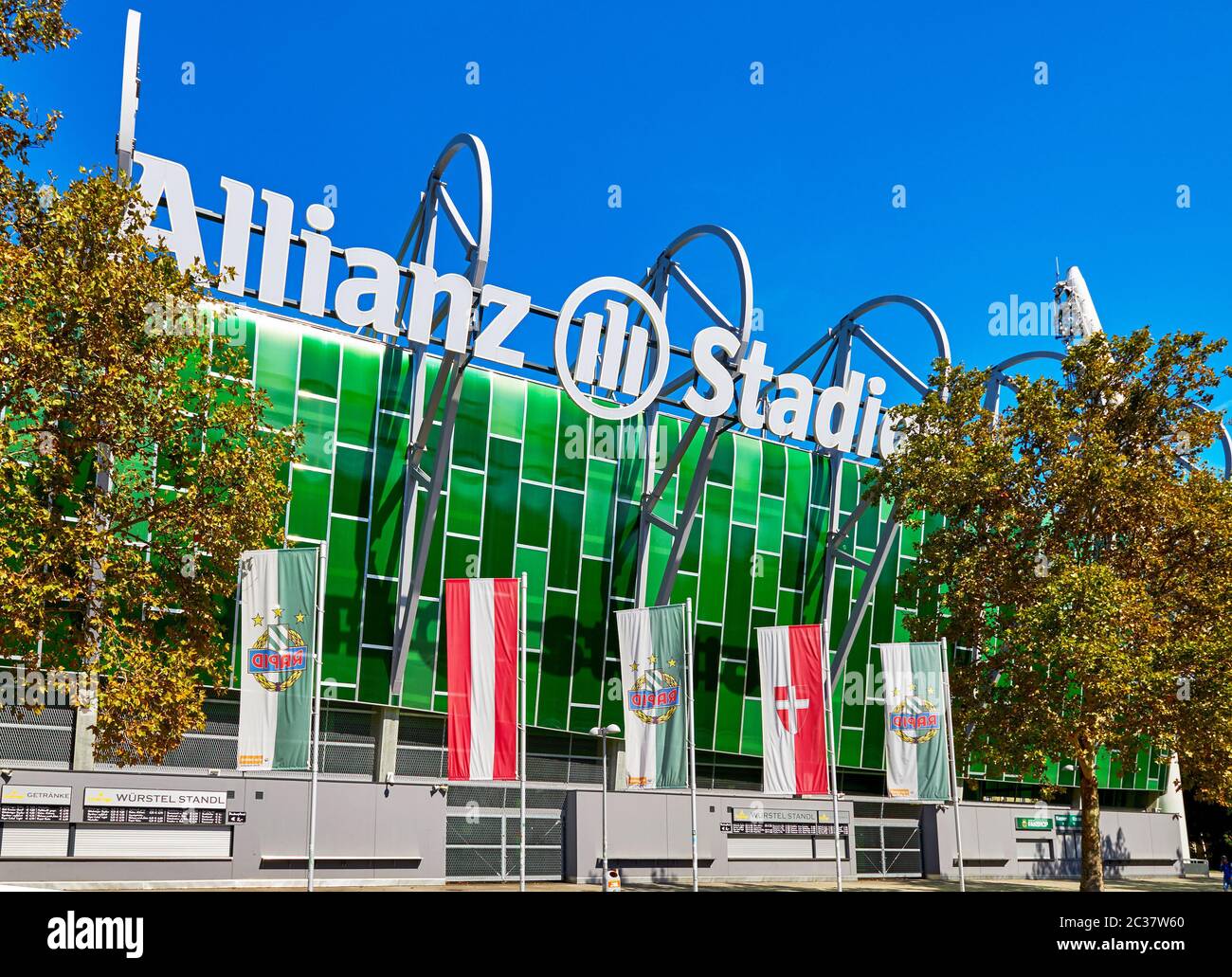 Modern building of Allianz Stadion - the official arena of FC Rapid. Vienna, Austria Stock Photo